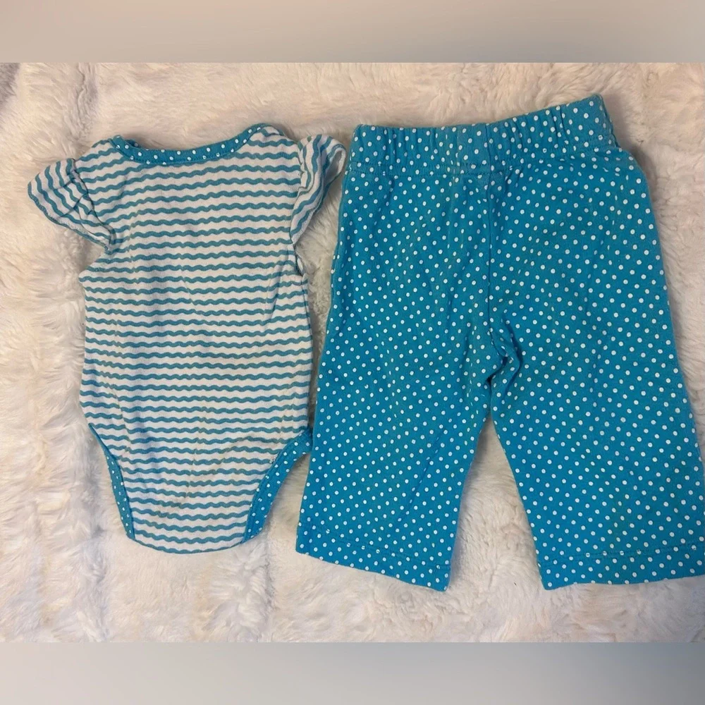 Fisher Price Baby Girl Outfit Set 0-3 Months Fish Top & Polka Dot Pants